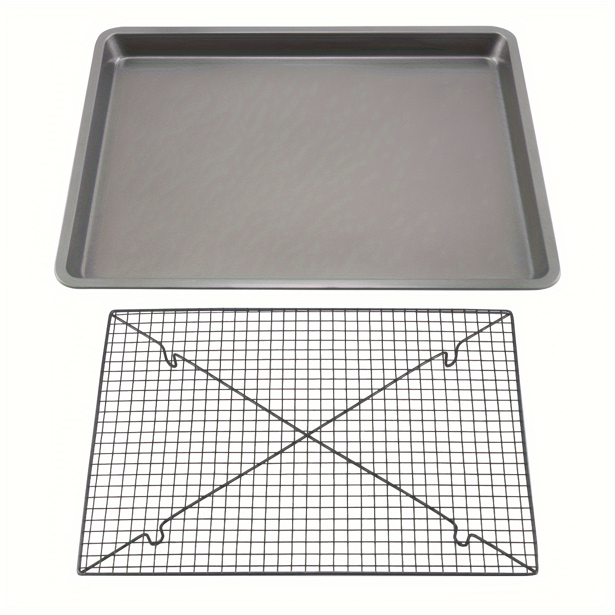 

18x13 Inch Large Metal Baking Sheet With Cooling Rack Set, Nonstick Cookie Tray With Stainless Steel Oven Safe Wire Rack, Oven Bbq & Drying