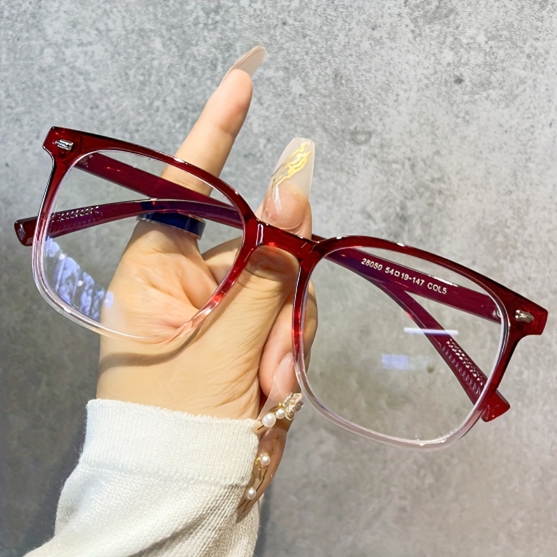 Clear Lens Fashion Glasses Women Men Gradient Square Frame - Temu