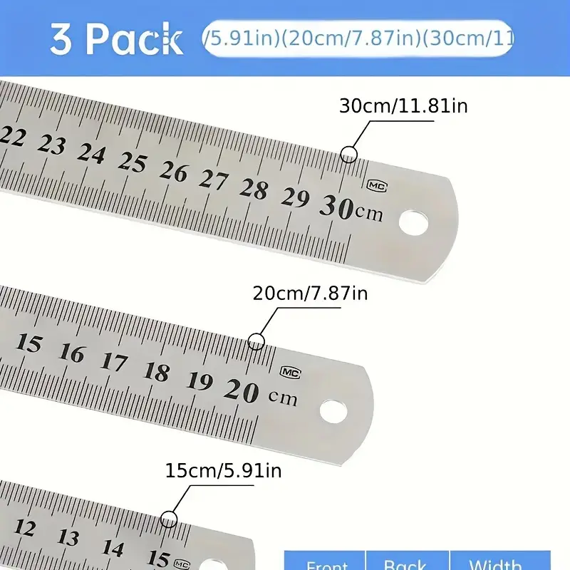 Rulers And Stainless Steel Metal Ruler For Daily Use In Home - Temu