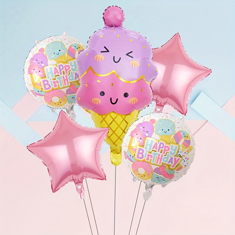 Folie Aluminium Ballons Eis Sweet Cone Ballons Ice Cream Party Zubehör für  Geburtstagsfeier Dekor (grün + pink2pcs)