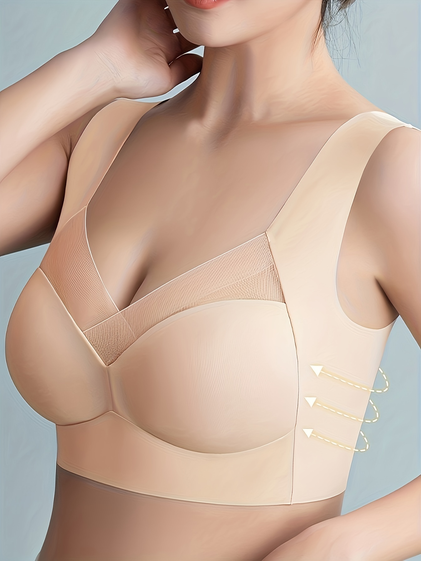 Solid Seamless Backless Bra Comfy Breathable Wireless Push - Temu