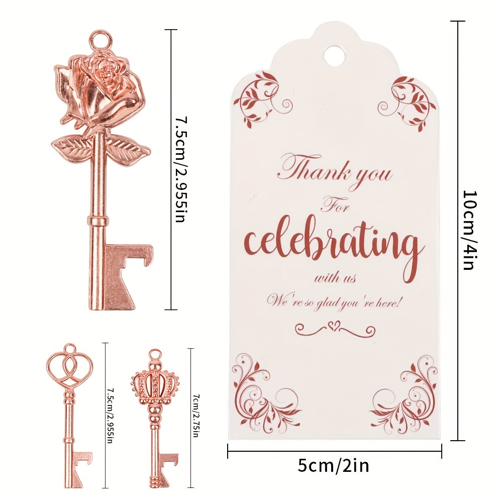 Key Bottle Opener Wedding Favors Tags Rose Gold Skeleton Key - Temu