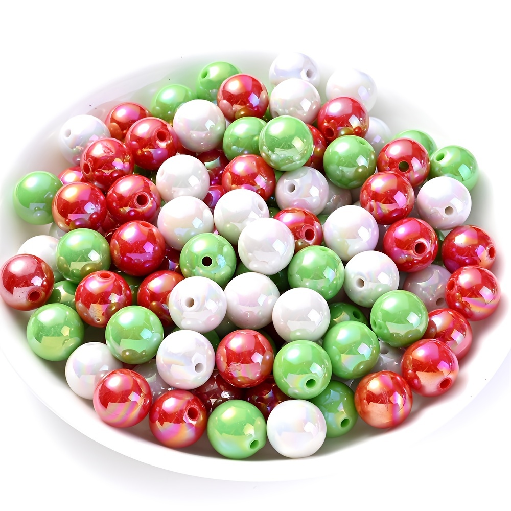 Red And White Round Acrylic Beads For Jewelry Making - Temu