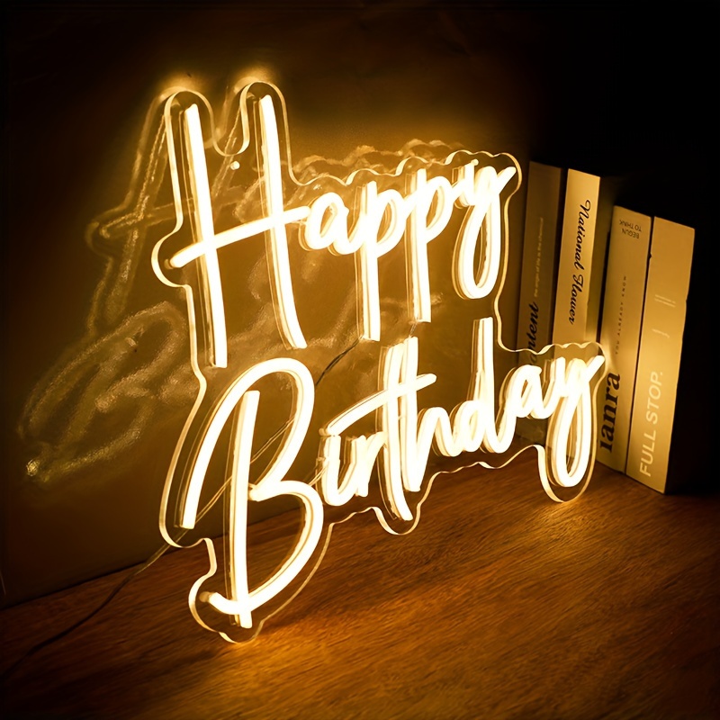 Led Neon Sign Happy Birthday Party Holiday Decoration - Temu