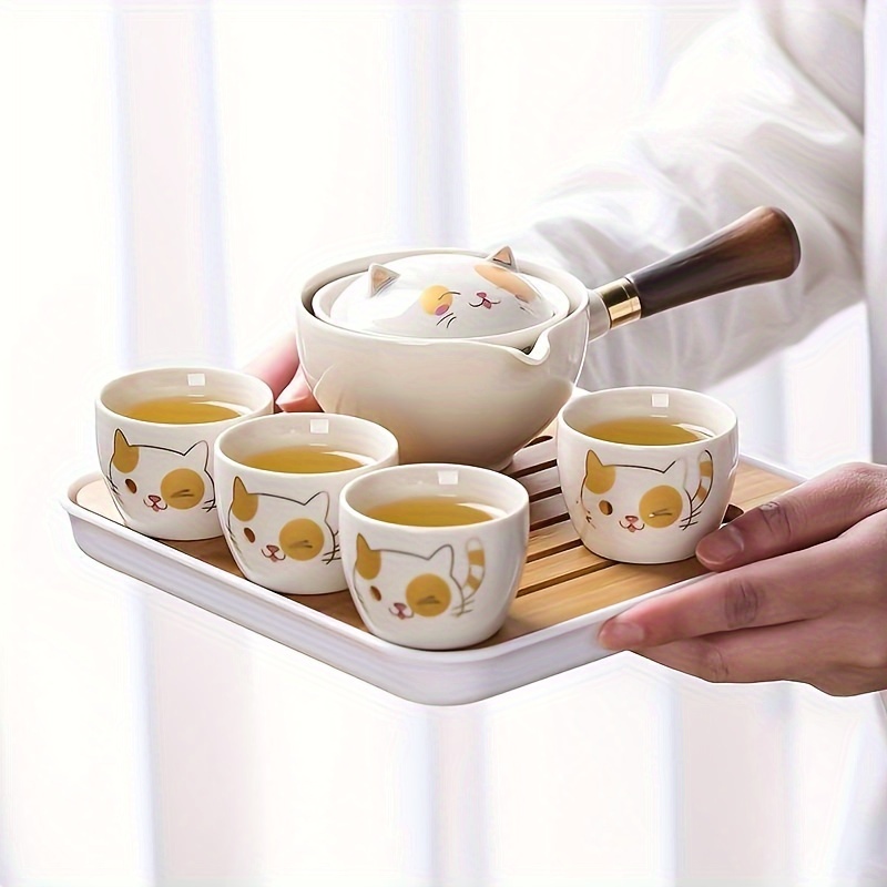 Fortune Cat Pattern Tea Brewing Set Traditional Kung Fu Tea