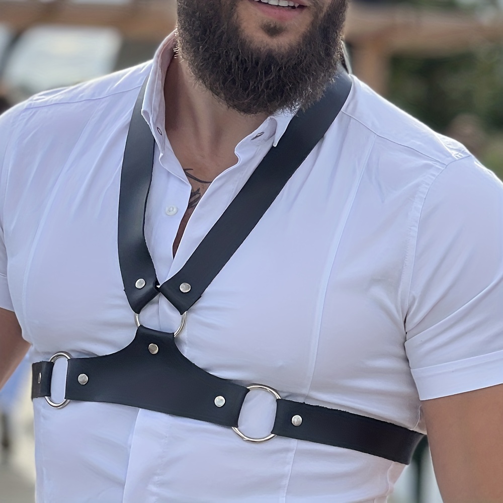 Men's Fashion Harness Chain Belt Men's Symmetrical Harness Cross Chest  Harness Shoulder Strap - Temu