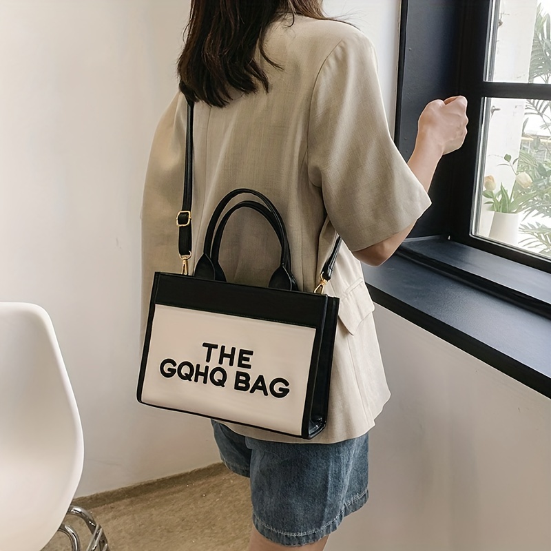 Letter Embossed Tote Bag For Women Small Solid Color Crossbody Bag