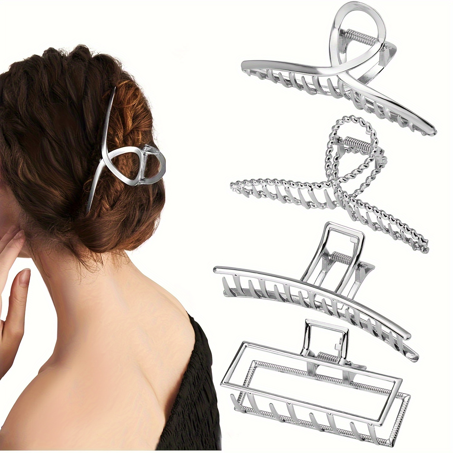 

2/3/4 Pcs Metal Hair Clips For Women Hairpins Hair Claws, Strong Hold Hair Clips For Thick Hair Ponytail Holder Hairgrip