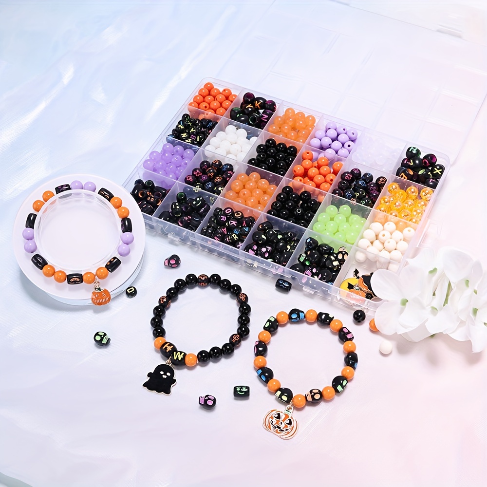 1box Halloween Beads For Bracelets Making Kit With Halloween Charms, DIY  Skull Beads For Jewelry Making Kit For Adults Bracelets String For Girls  Jewe