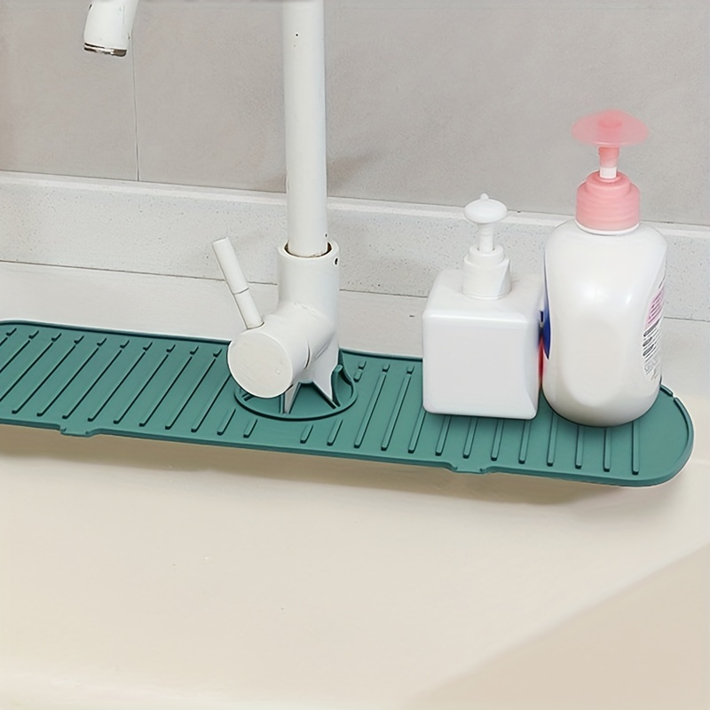 JODEILIY Kitchen Silicone Faucet Sink Splash Guard,Faucet Water Catcher Mat,Sink Draining Pad Behind Faucet,Silicone Drying Mat