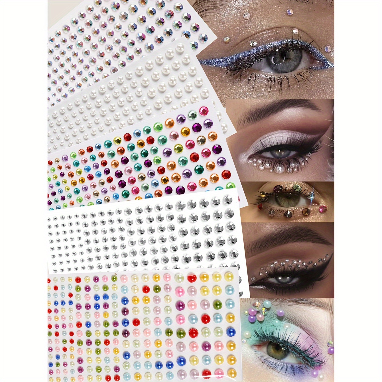 1pc Large Size 3d Simulation Gemstone Stickers With Multiple Shapes And  Sizes For Diy Eye And Face Makeup Decoration, Suitable For Music Festivals,  Y2k Party