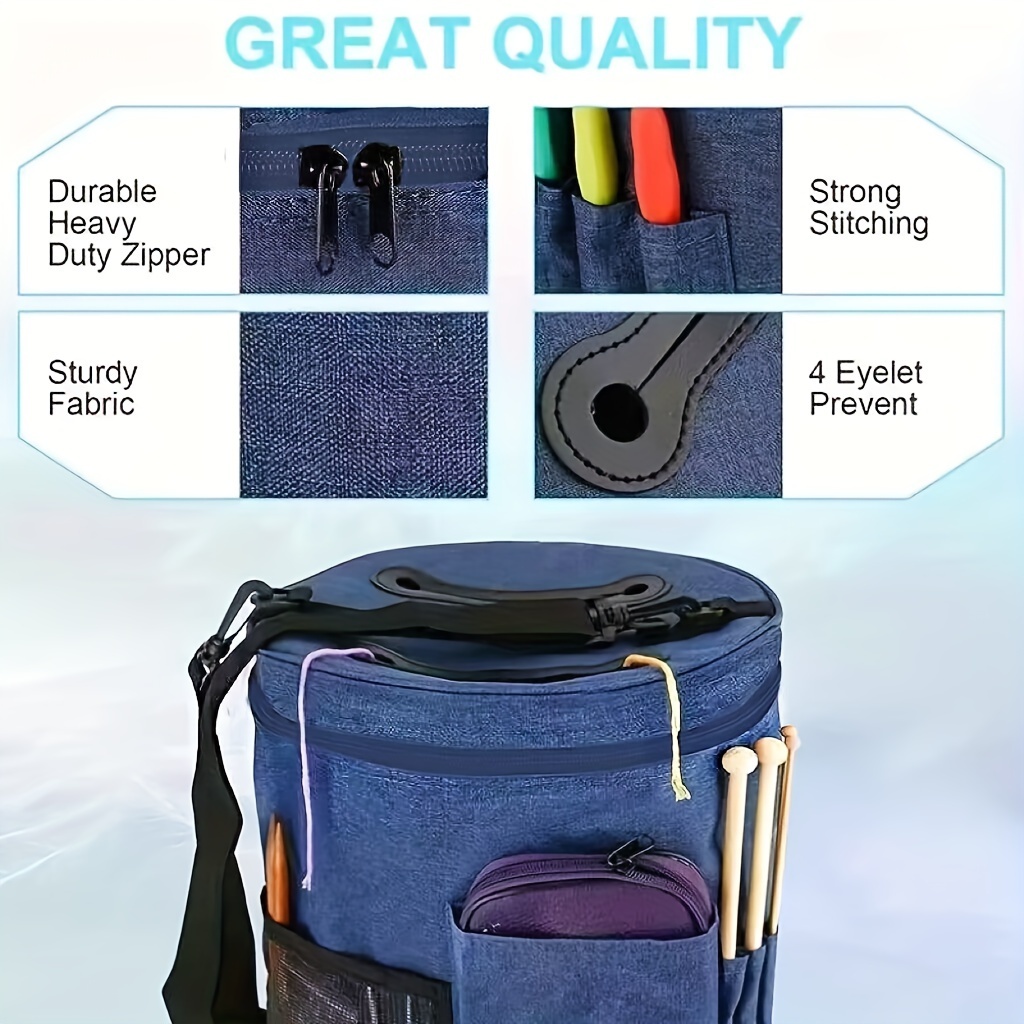Knitting Bag Portable Durable Large Capacity Yarn Storage Bag for