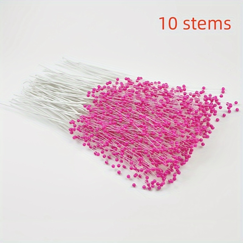 1 Bouquet Beaded Stick Bouquet Realistic Wide Application Plastic Floral  String Imitation Pearl Flower Bouquet Sticks for Home-Red