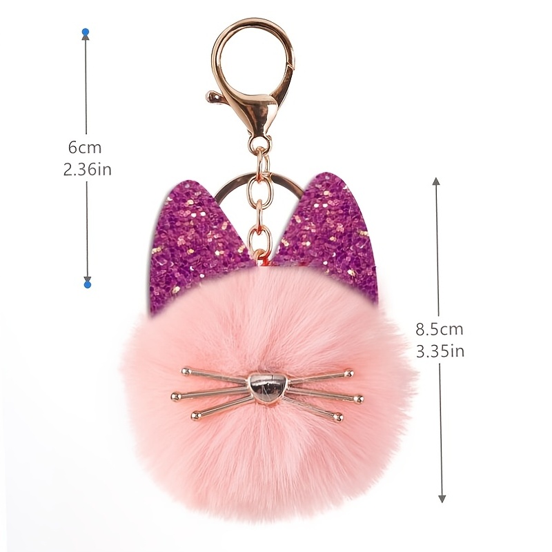 Cat Pom Keychain - Pink