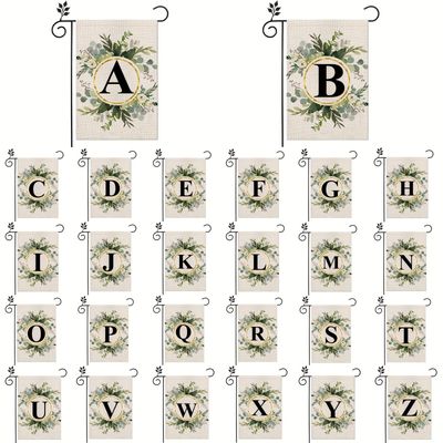 1pc plant floral print linen garden flag last name initials courtyard house doorway hanging flag for garden yard farm outdoor decor no flagpole