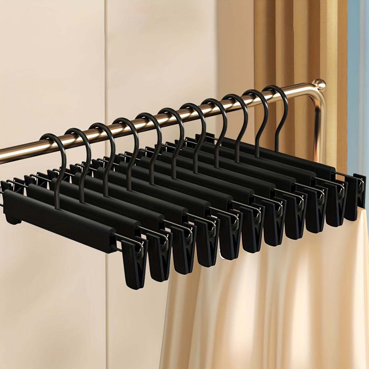 Space Saving Hangers Black Heavy Duty Plastic Closet Hangers - Temu