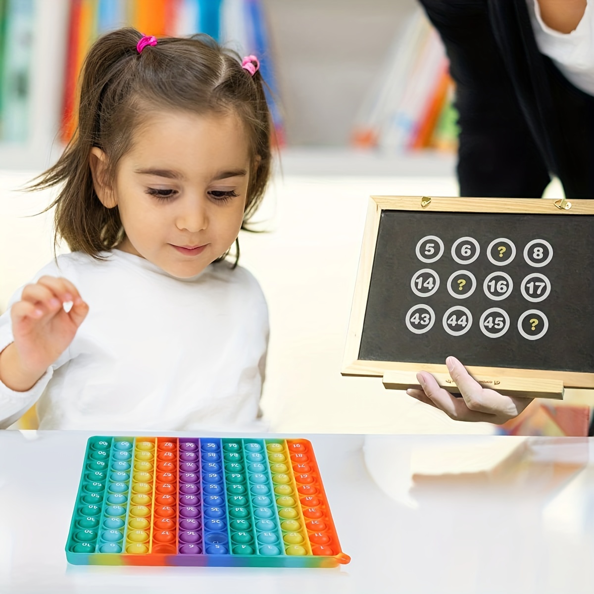 Wooden Numbers for Learning Games, Educational Tool (Rainbow