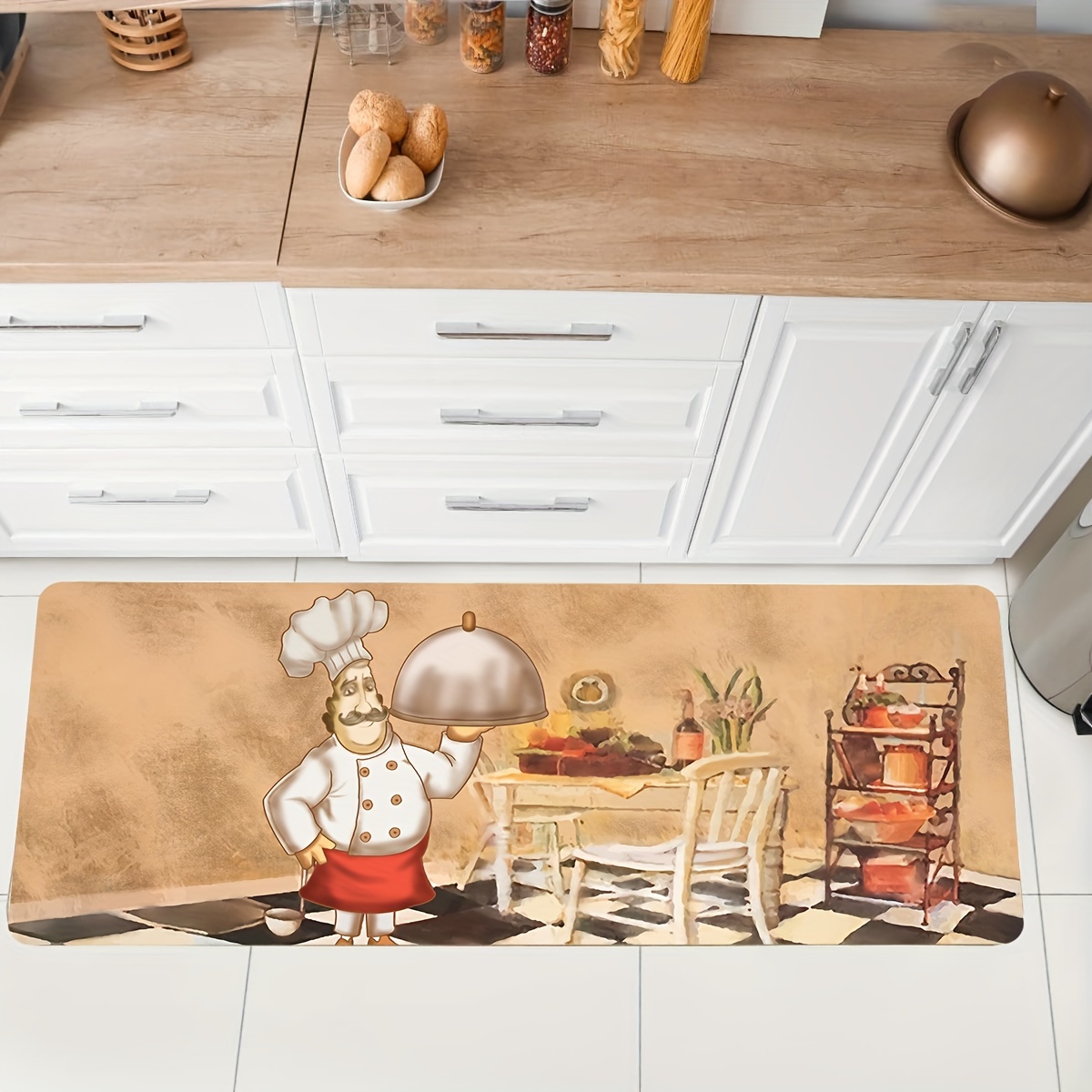 Cartoon Chef Pattern Floor Mat Comfortable Non slip Moisture - Temu