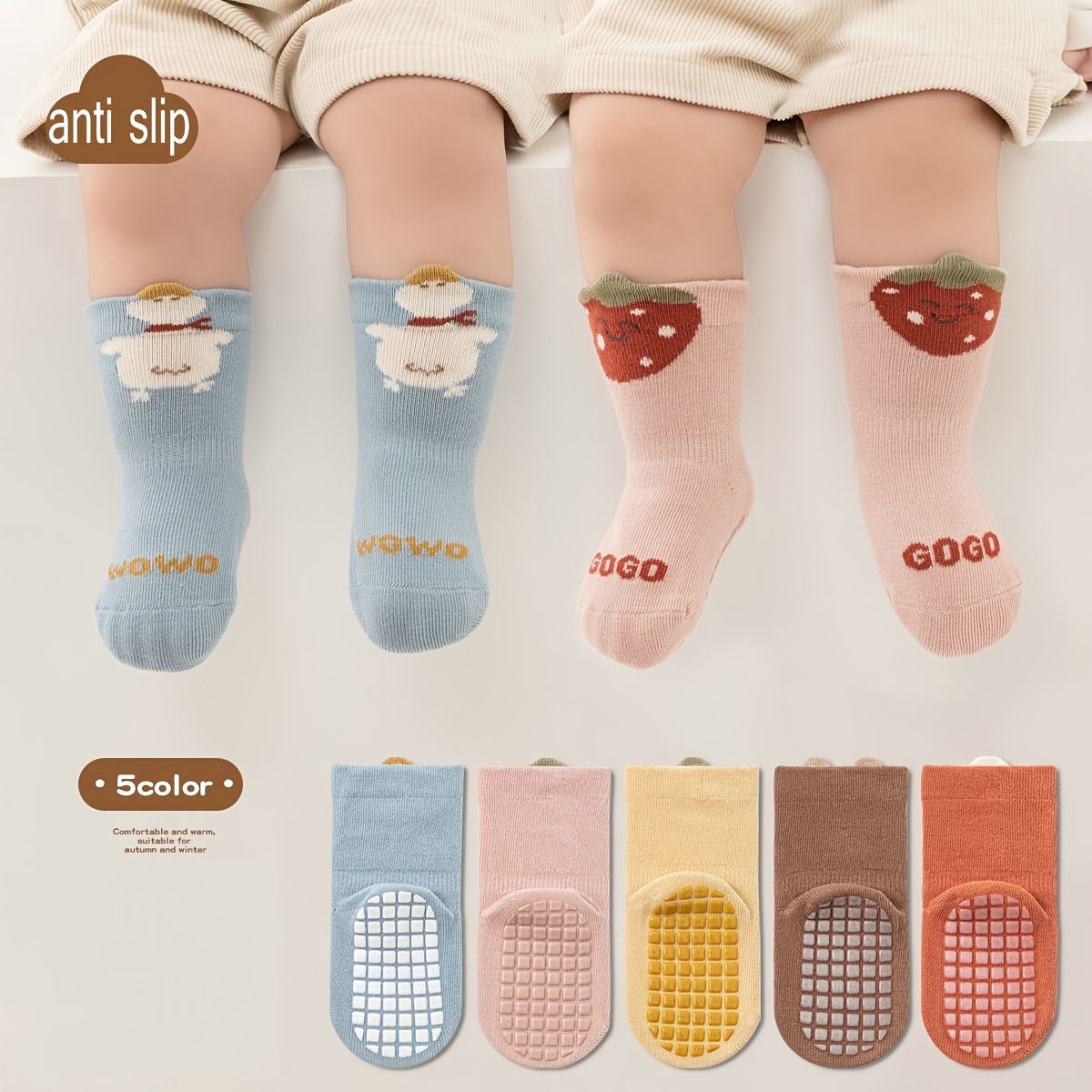 Toddler Cotton Breathable Non slip Socks With Grips Anti - Temu