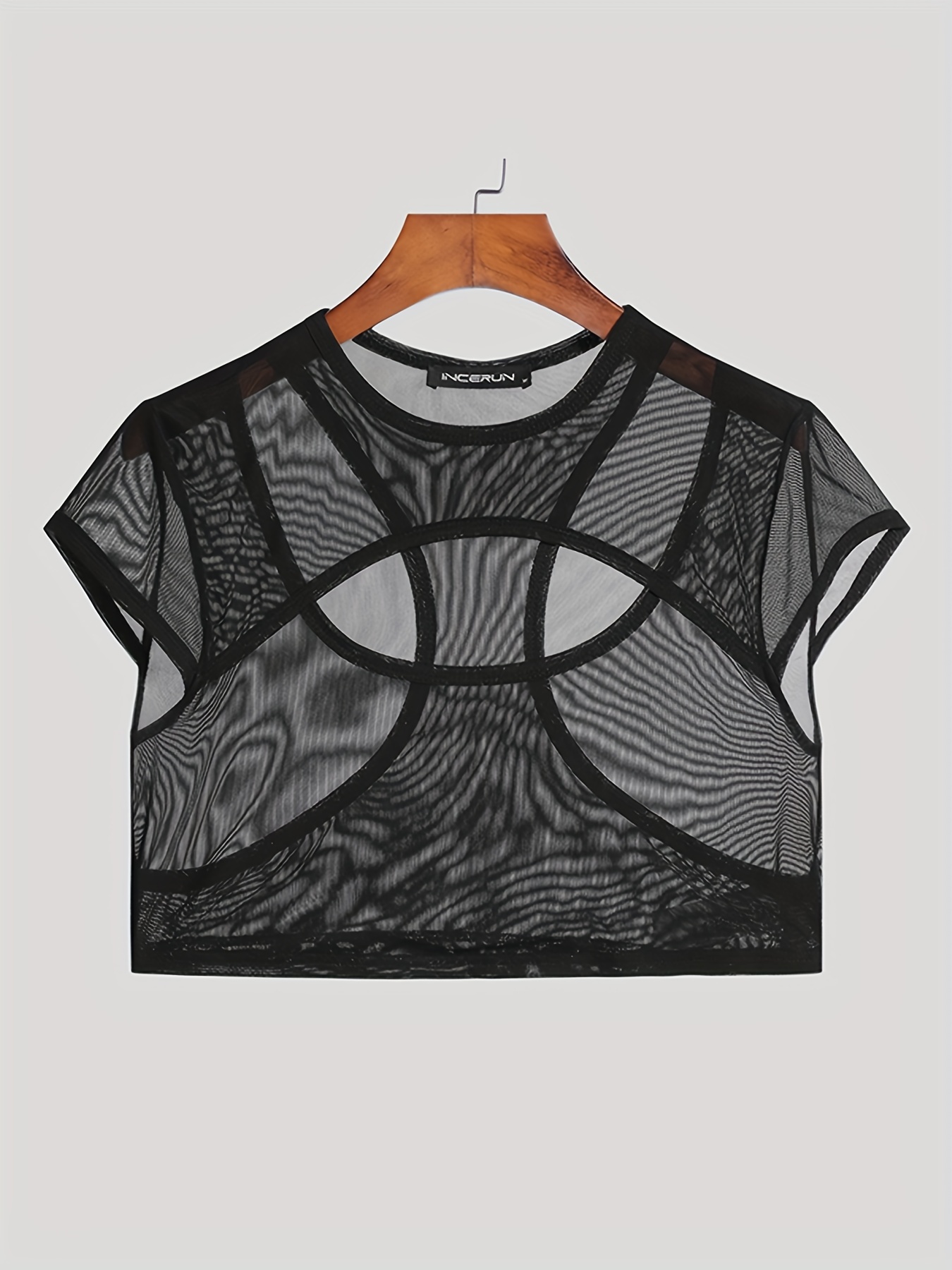 Women Hollow Out T-Shirt See-Through Long Sleeve Fish Net Tops Lingerie  Clubwear