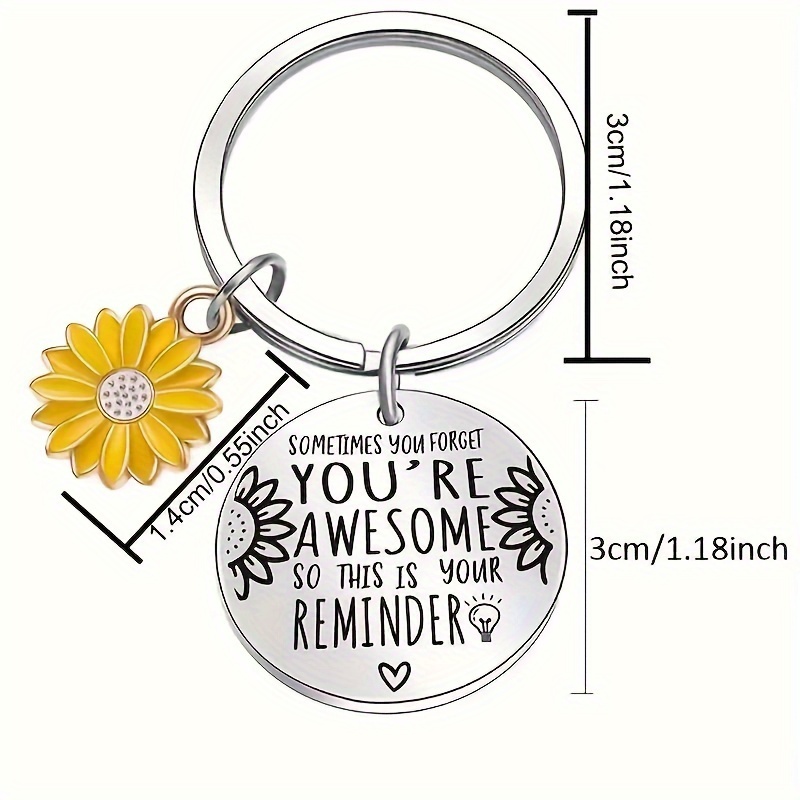 1pc Inspirational Sunflower Youre Awesome Keychain For Men Birthday ...