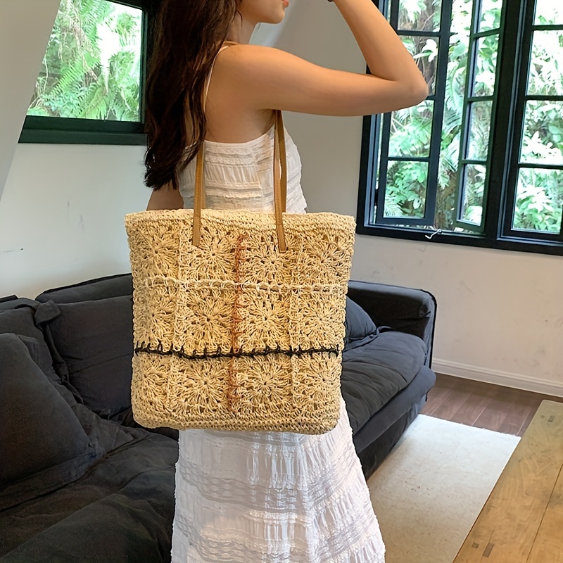 Summer Straw Woven Tote Bags with Tassels Large Shoulder Bag for Women  Purses and Handbags Rattan Boho Bag Raffia Beach Bag