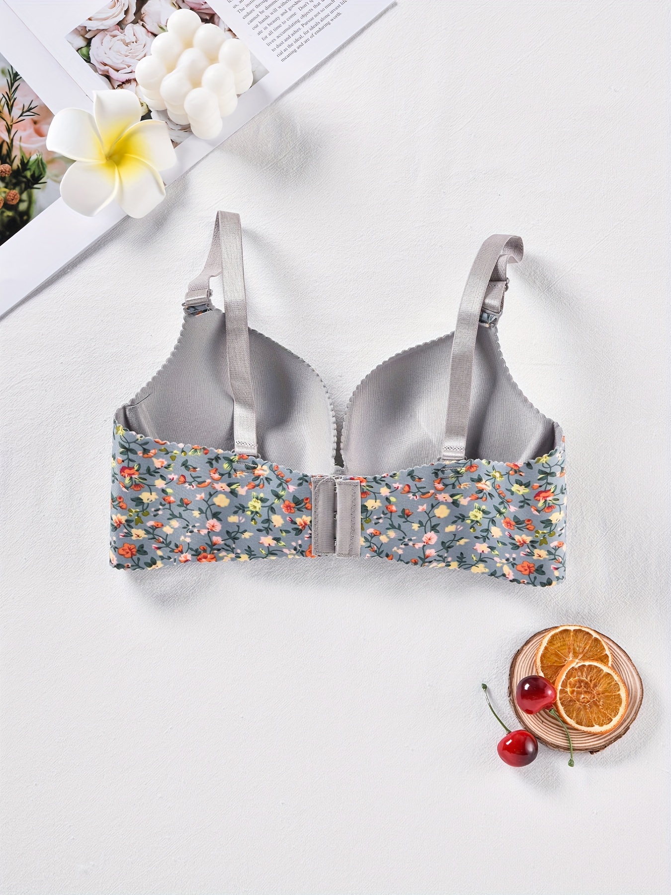 Floral Print Push Bra Comfy Breathable Intimates Bra Women's - Temu