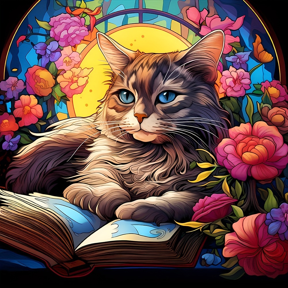 5D DIY Diamond Painting For Adults And Beginners Frameless Cat Diamond  Painting For Living Room Bedroom Decoration 20*20cm/7.87inx7.87in