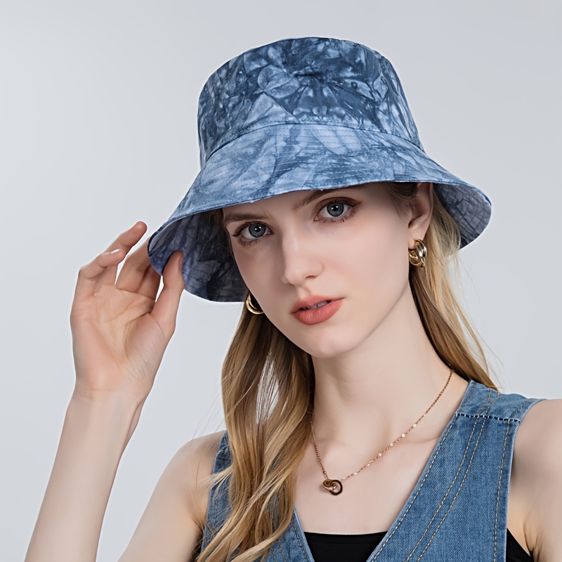 Uv Protection Tie Dye Bucket Hat Women Foldable Wide Brim - Temu