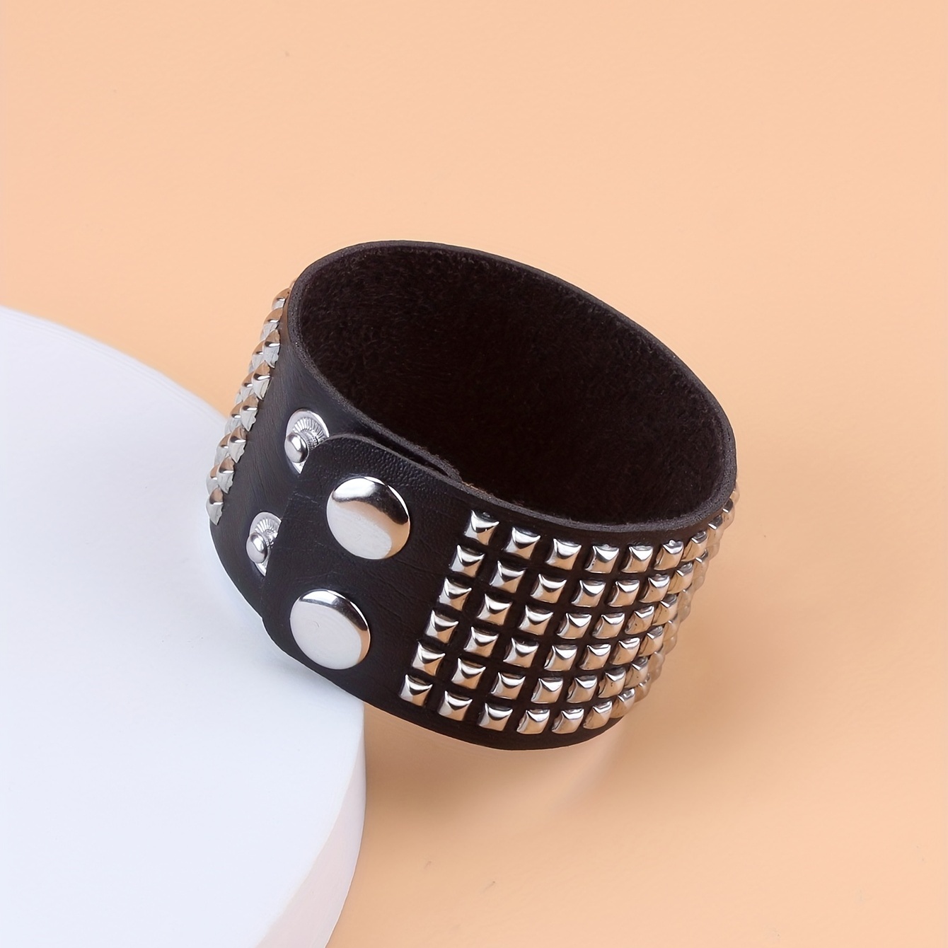 Fashionable Row Small Square PU Leather Bracelet