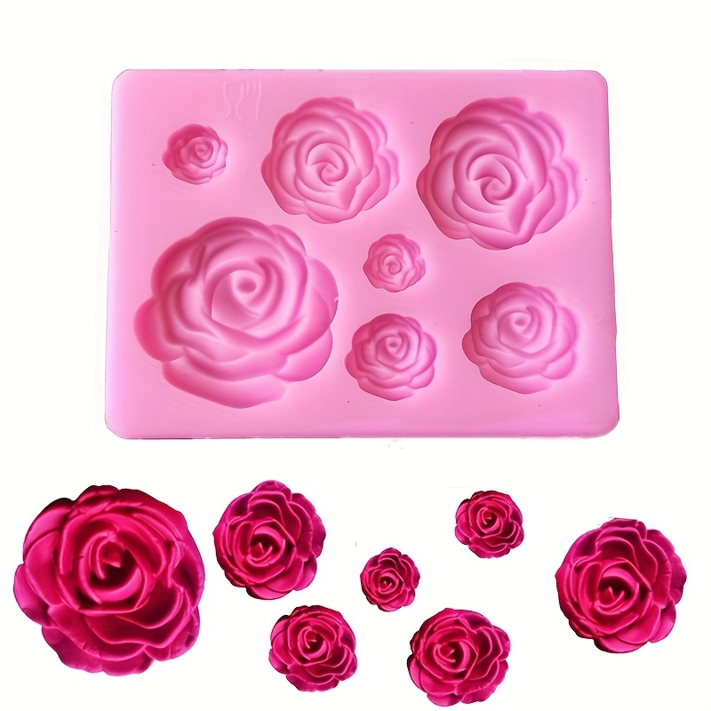 MOTZU 6 Cavity Rose Flower Silicone Ice Cube Candy Chocolate Cake Cookie Cupcake Baking Soap Mould