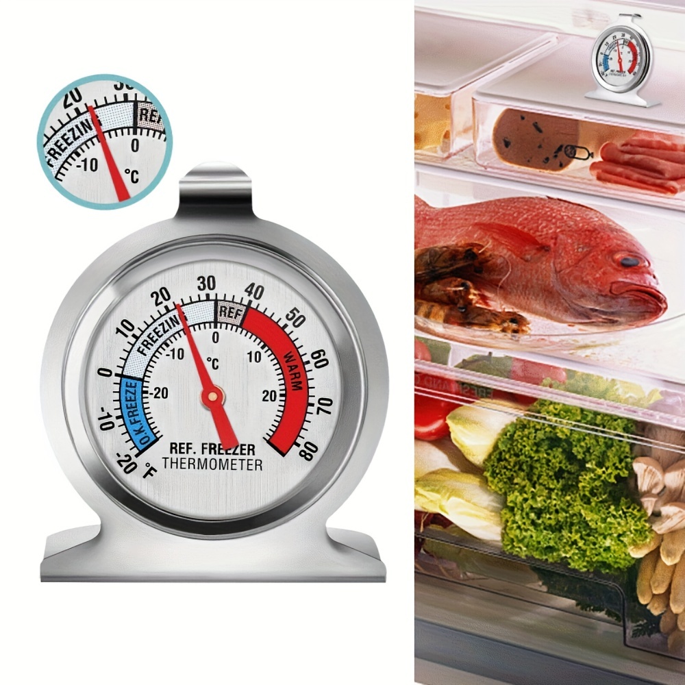 Refrigerator Freezer Thermometer Fridge DIAL Type Stainless Steel Hang Stand