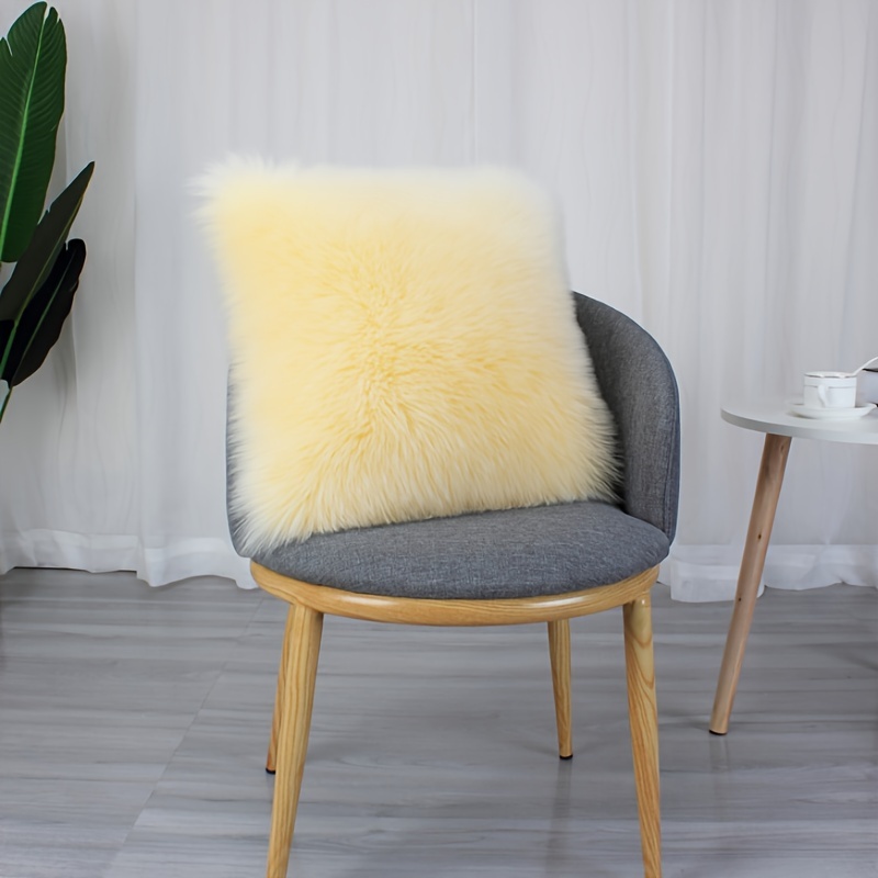 Yellow furry online pillow