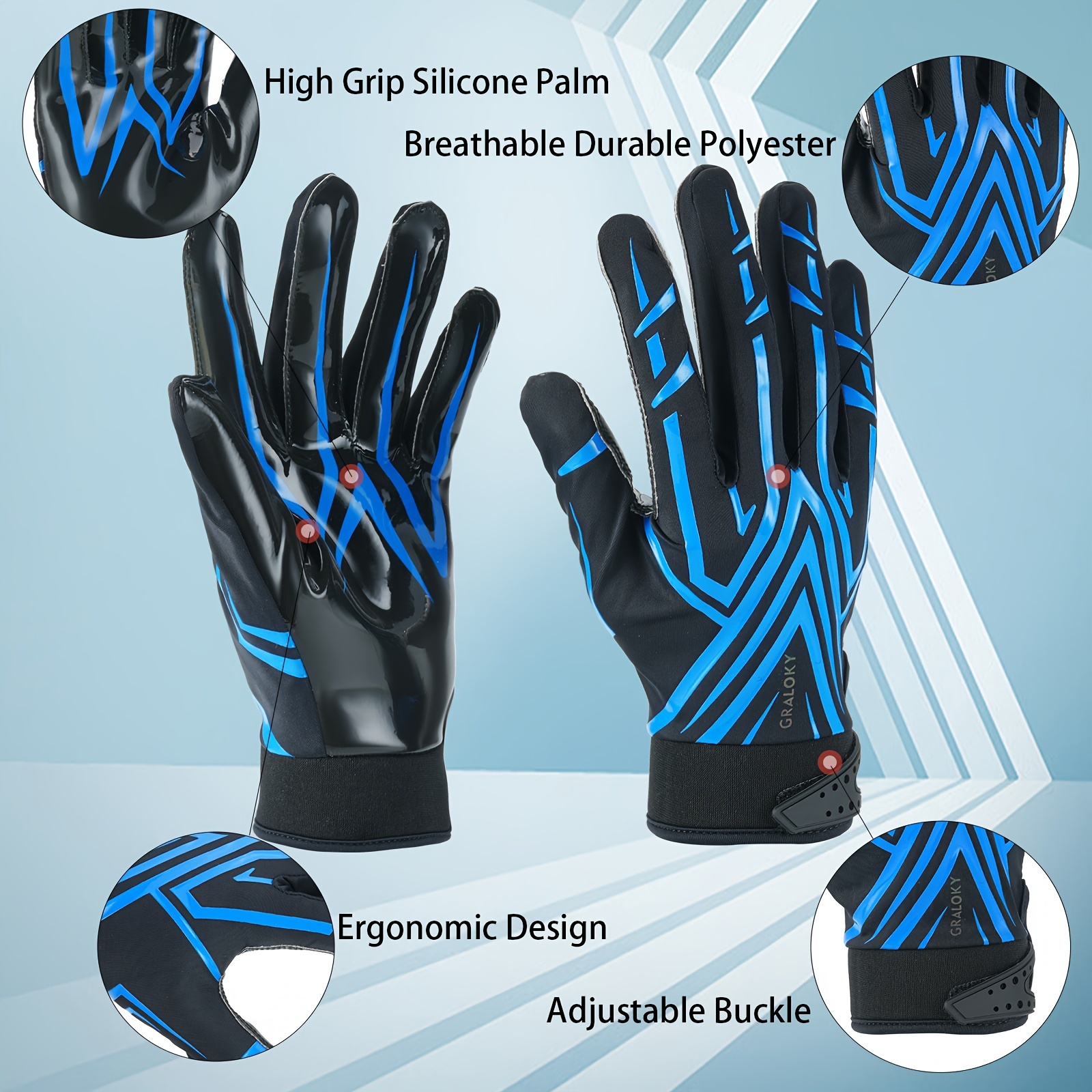Football Gloves Adjustable Closure Gloves Sticky - Temu