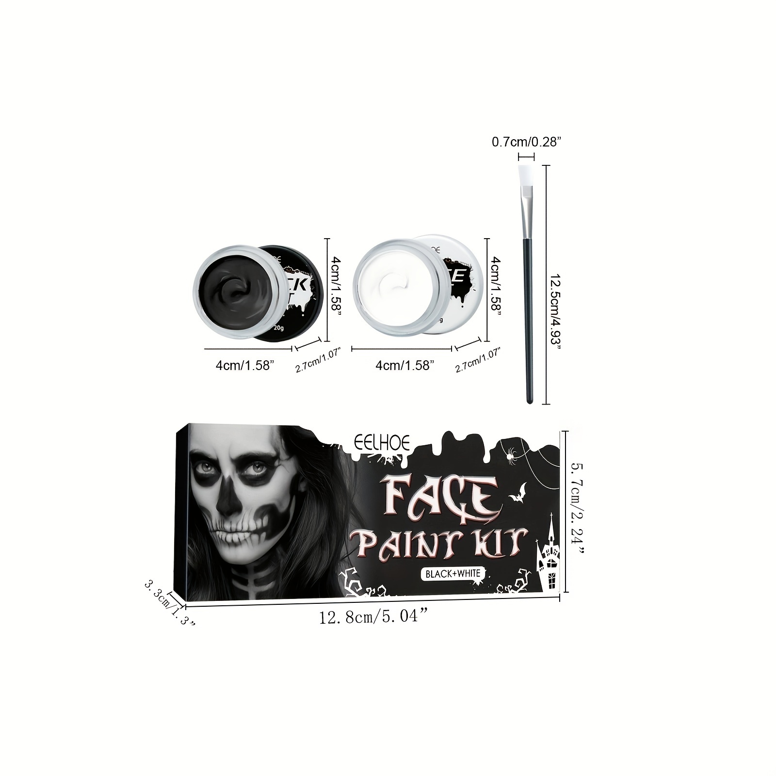 Halloween Makeup Face Paint Kit: Black And White Body Paint - Temu