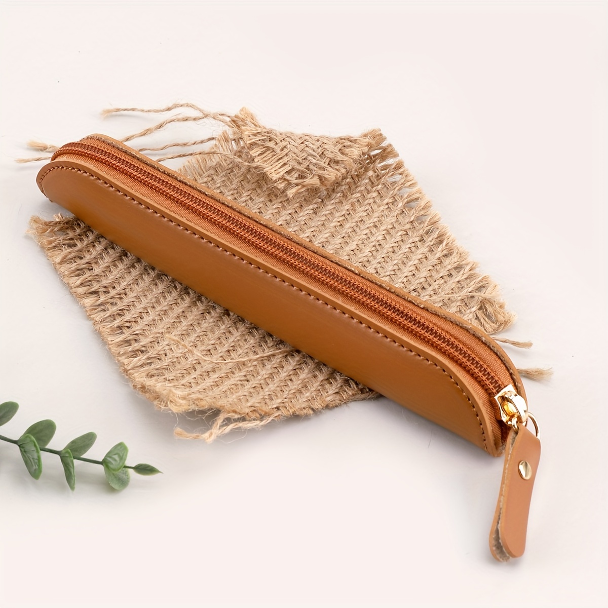 1pc Quality Leather Pencil Pouch Large Capacity Smooth Surface