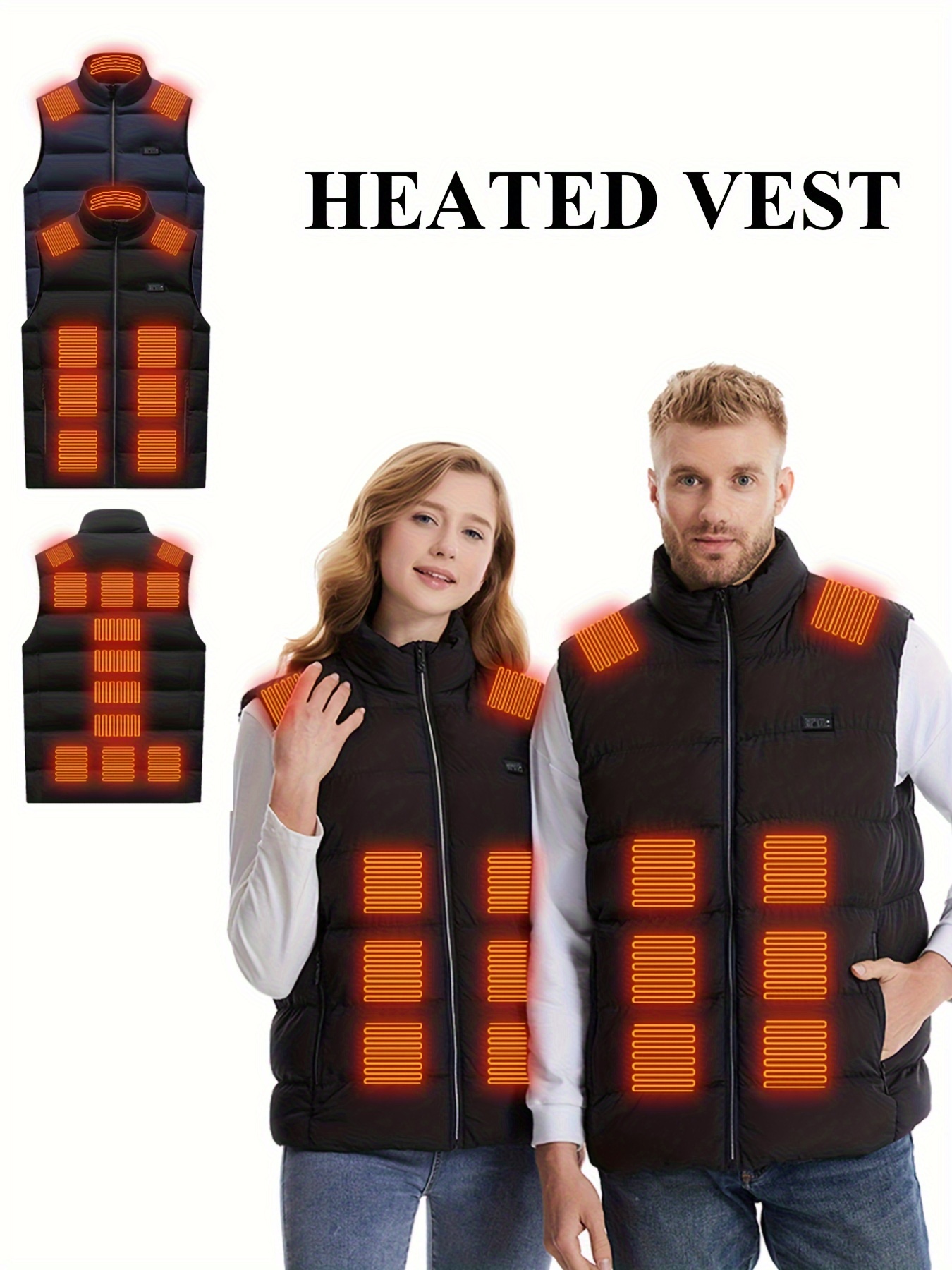 Chaleco calefactable eléctrico para hombre y mujer, chaleco calefactable de  invierno, chaqueta calefactora con 5 zonas de calefacción