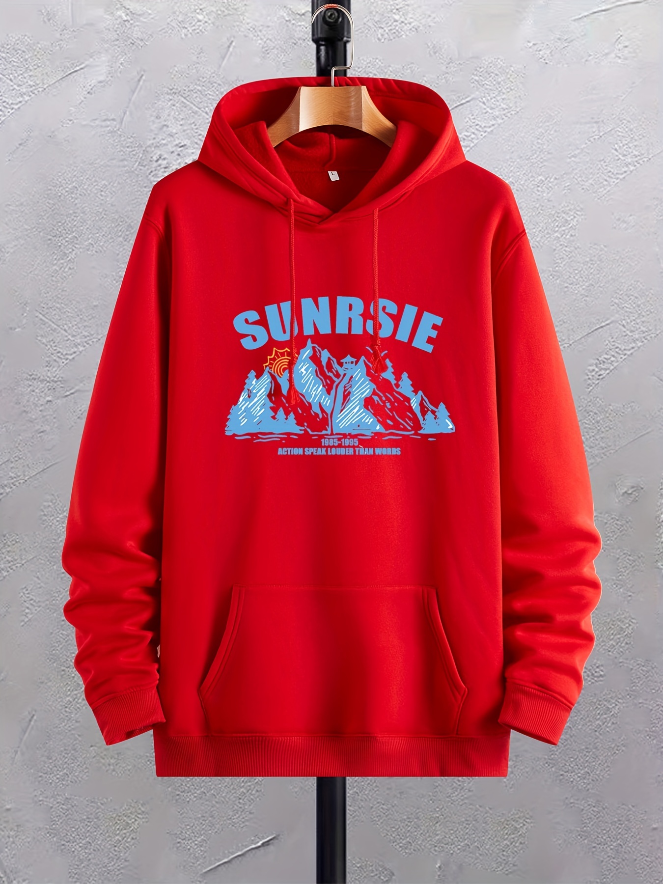 Sunset Print Hoodie, Cool Hoodies For Men, Men's Casual Graphic Design Pullover Hooded Sweatshirt With Kangaroo Pocket Streetwear For Winter Fall