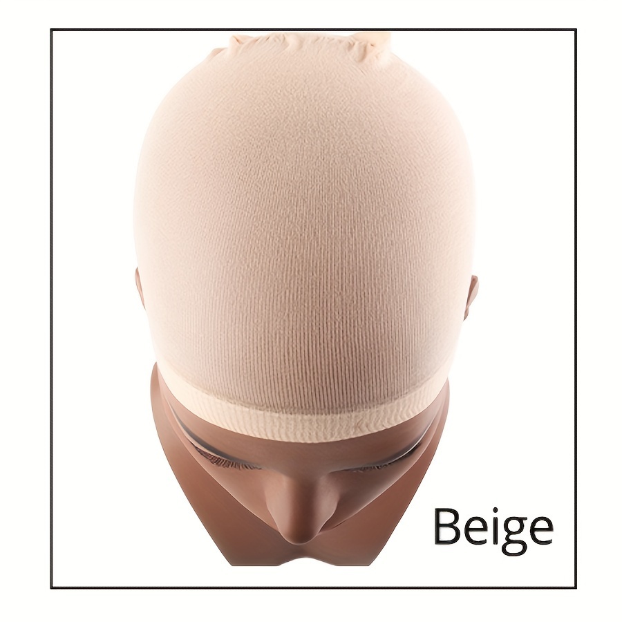 TEMU 1 paquete/2 piezas de gorros de media para pelucas de encaje frontal, gorros de peluca elásticos de nailon, gorro de peluca y beige para mujer,