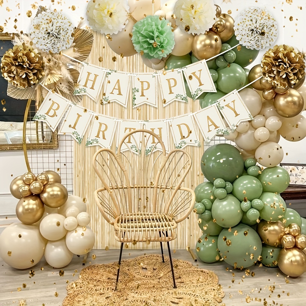  Gold Birthday Decorations, White and Gold Balloons Party  Decorations Set with Happy Birthday Banner Fringe Curtain Birthday Party  Decoration for Kids Women Men Girls Golden Birthday Party Supplies : Toys 