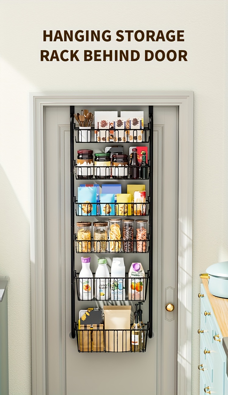 1pc 4/6/8 Tiers Storage Rack, Over The Door Hanging Basket, Door Back  Hanging Storage Rack, Heavy-Duty Metal Hanging Shelf, Space Saving Storage  ..., image size:750x1300