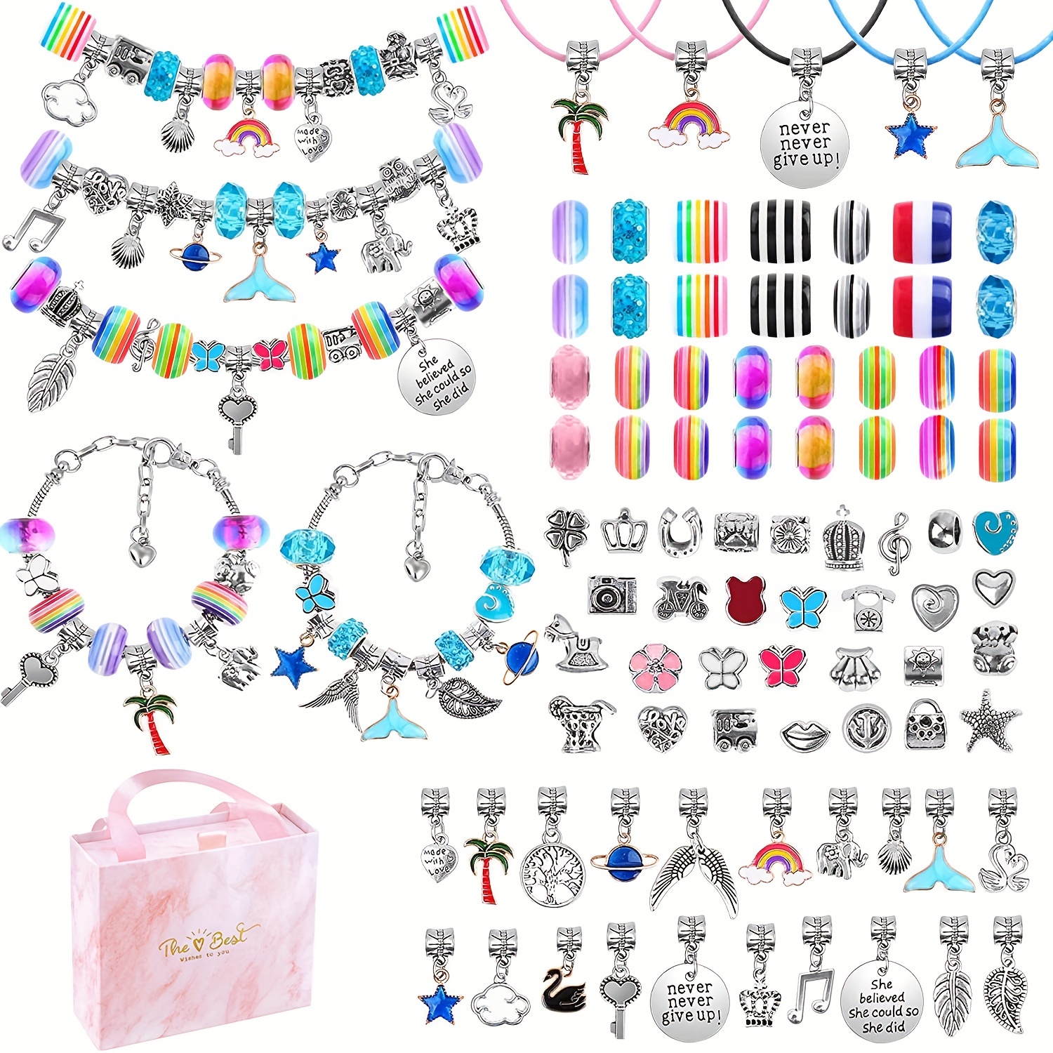 [Some Parts Have Random Colors And Styles], Bracelet Making Kit, Jewelry  Making Kit, Necklace Making Kit, Colorful DIY Crafts, Gift Set