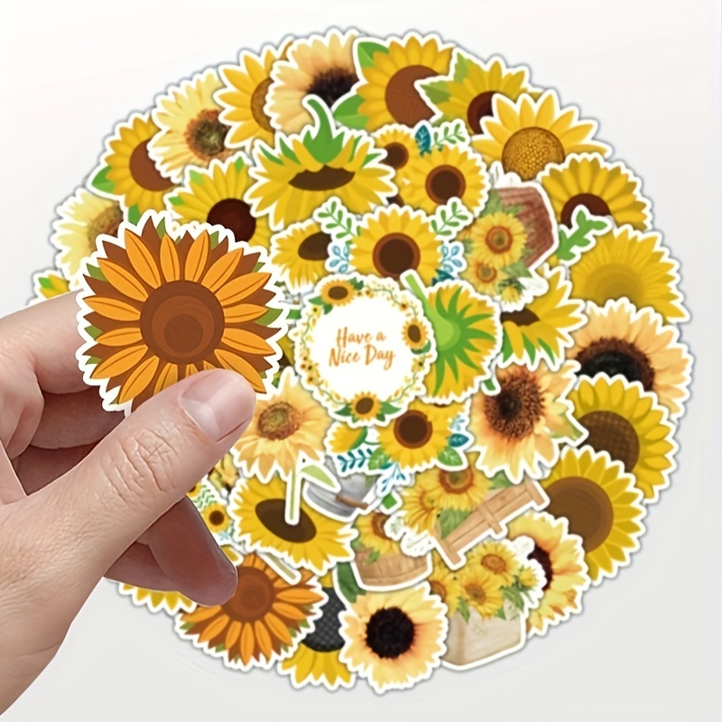 TINYSOME Resin Stickers Waterproof Sunflower Flowers Stickers Decals for  Water Bottle Laptop Skateboard Computer Phone 