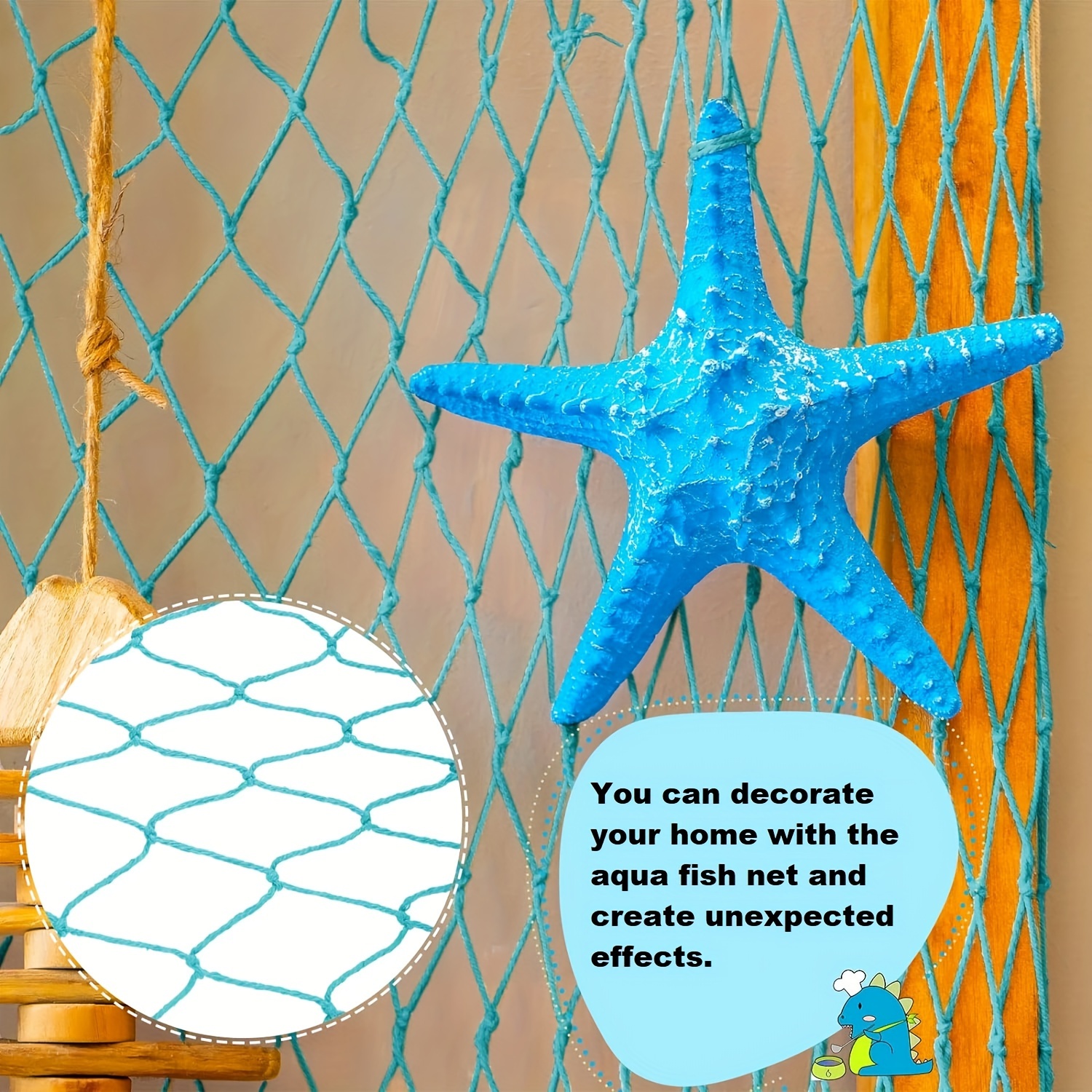 Nature Fish Net Wall Decoration With 9 Shells Ocean - Temu