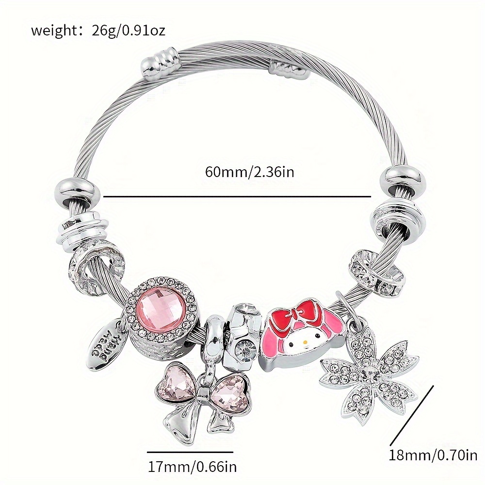 Sanrio Bracelet Charms Series Hello Kitty Kuromi Jewelry Adjustable Size  Female Ornaments Anime Accessories Student Girl Gift