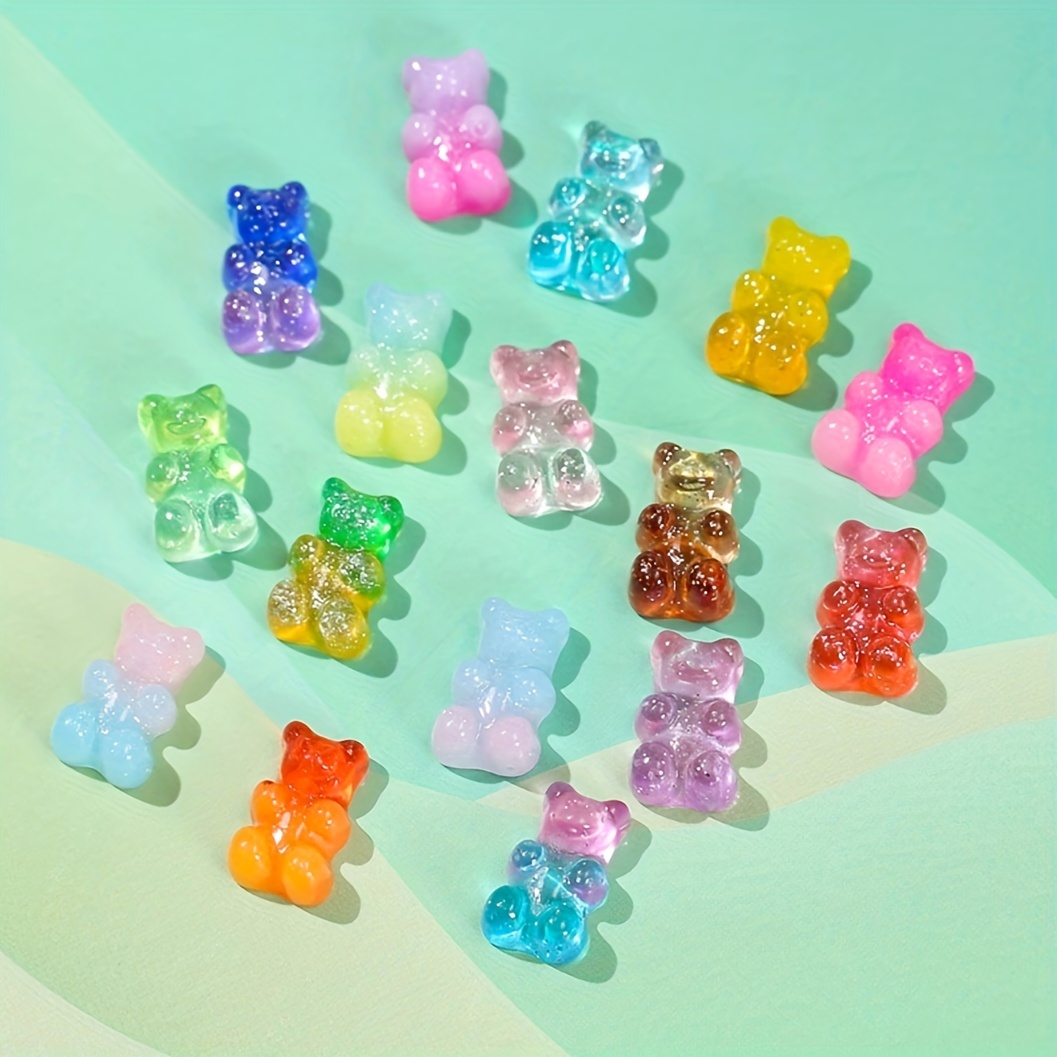 160Pcs Transparent Gummy Bear Beads Mixed Iridescent AB Candy Bear Charm  Beads Resin Animal Beads For Jewelry Making DIY Crafting