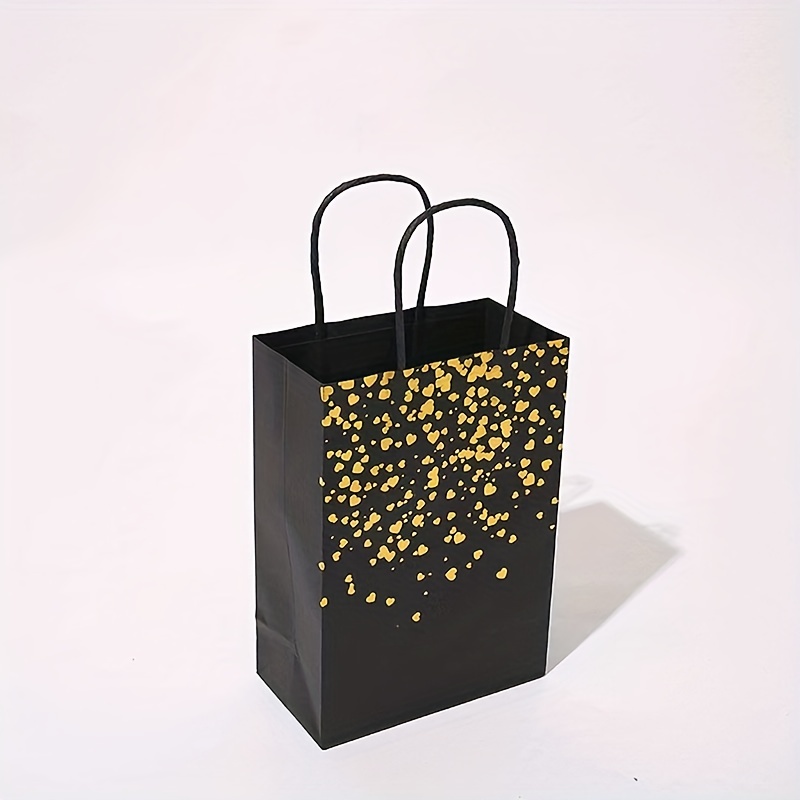 Black Gift Bag With Ribbon Handle Large Gift Bag With Paper - Temu