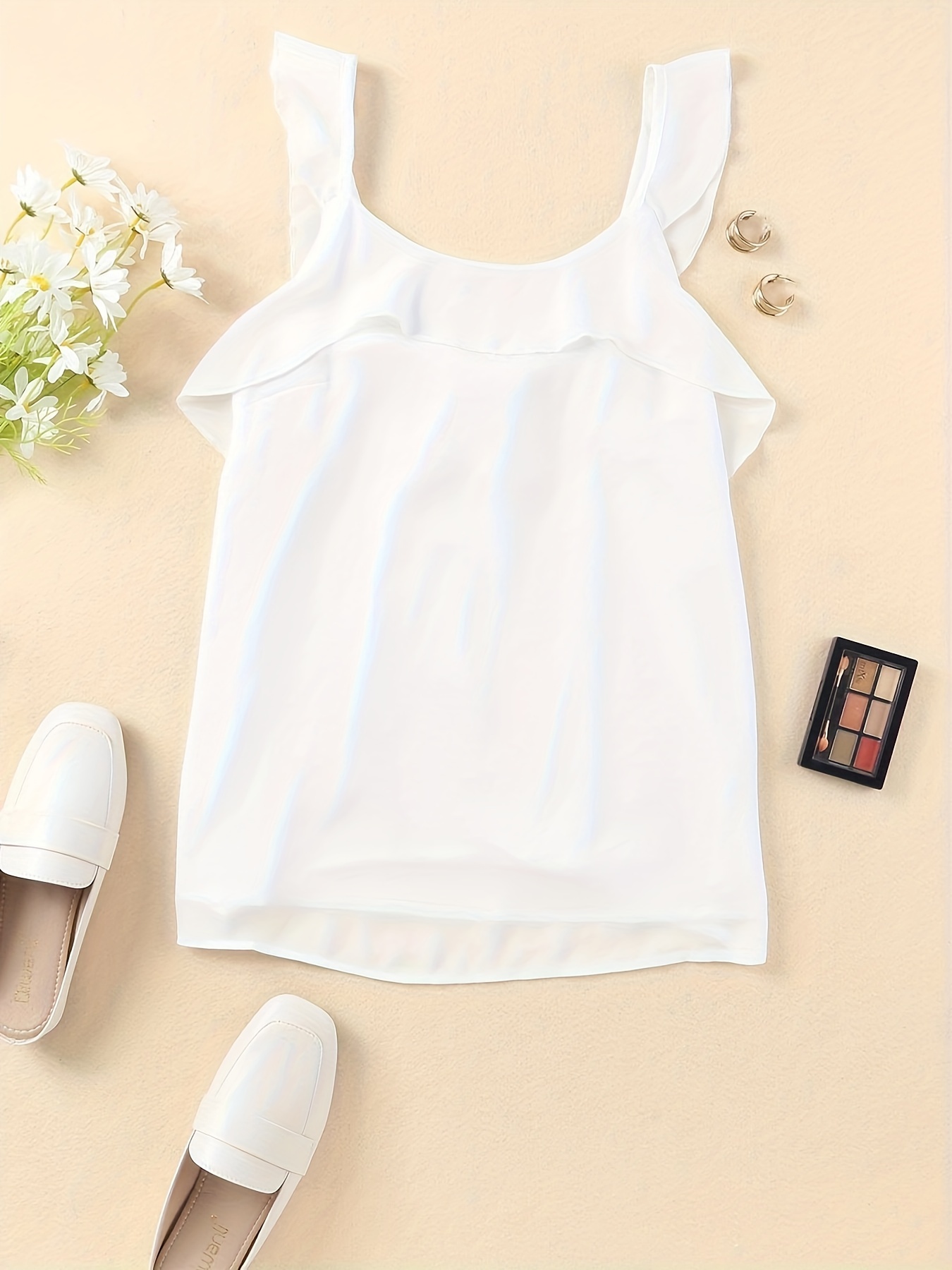  Floral White Athletic Tank Casual Summer Tops for