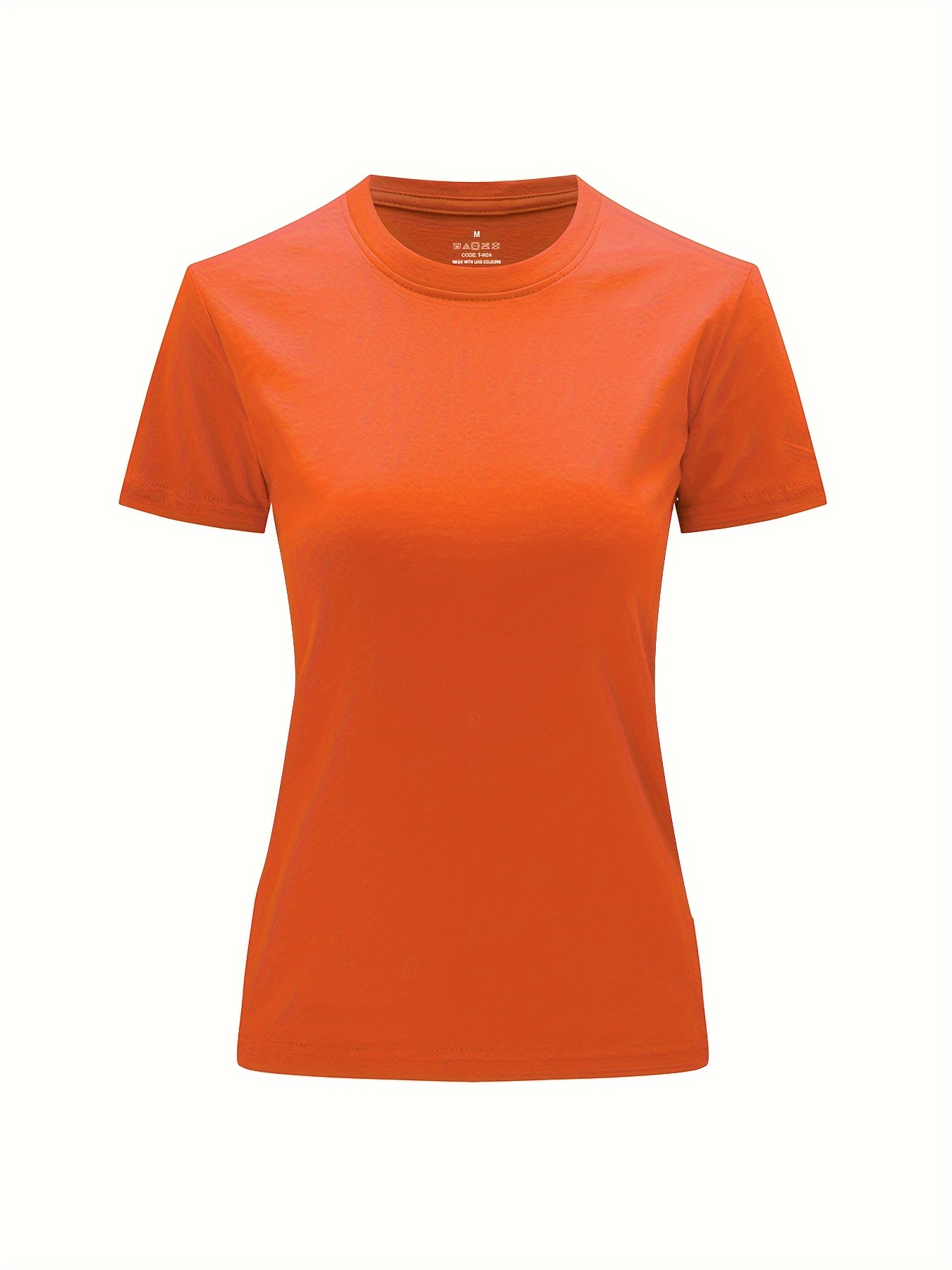 Solid Crew Neck T-Shirt, Casual Short Sleeve Top For Spring & Summer, Women'S Clothing
