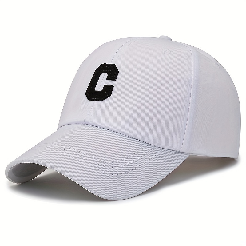 C Label Baseball Cap Cotton Solid Adjustable Sports Hat Outdoor Sunscree